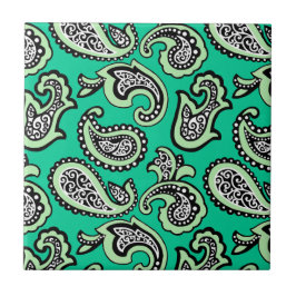 Azulejo De Cerâmica Paisley Atemporal em Fundo Verde