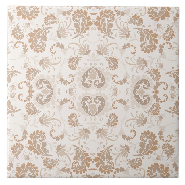 Azulejo De Cerâmica Paisley em Beige Aestésico Moderno Tan Brown (Frente)