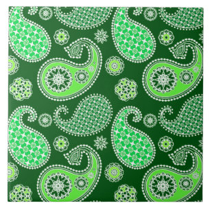 Azulejo De Cerâmica Paisley, Emerald e Jade Green