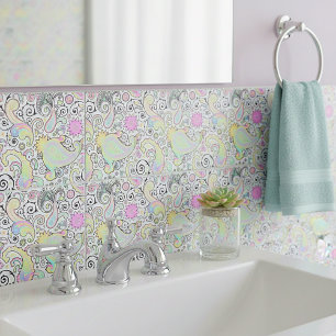 Azulejo De Cerâmica Paisley pastel