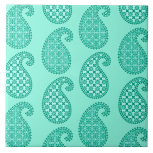Azulejo De Cerâmica Paisley pattern, aqua e turquesa