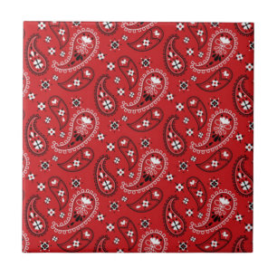 Azulejo De Cerâmica Paisley Pattern com Fundo Vermelho-23214