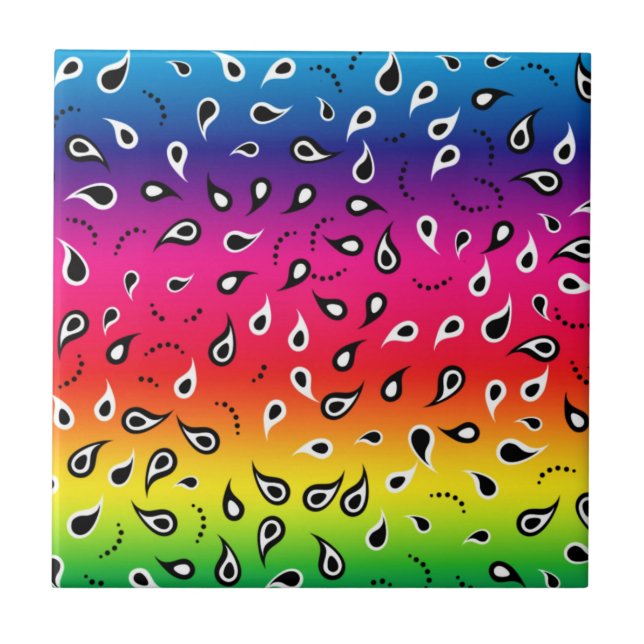 Azulejo De Cerâmica Paisley Rainbow (Frente)
