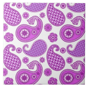 Azulejo De Cerâmica Paisley, violeta, roxo e branco
