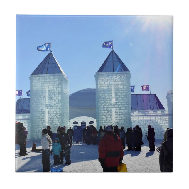Azulejo De Cerâmica Palácio de Gelo no Carnaval de Quebec, Canadá (Frente)