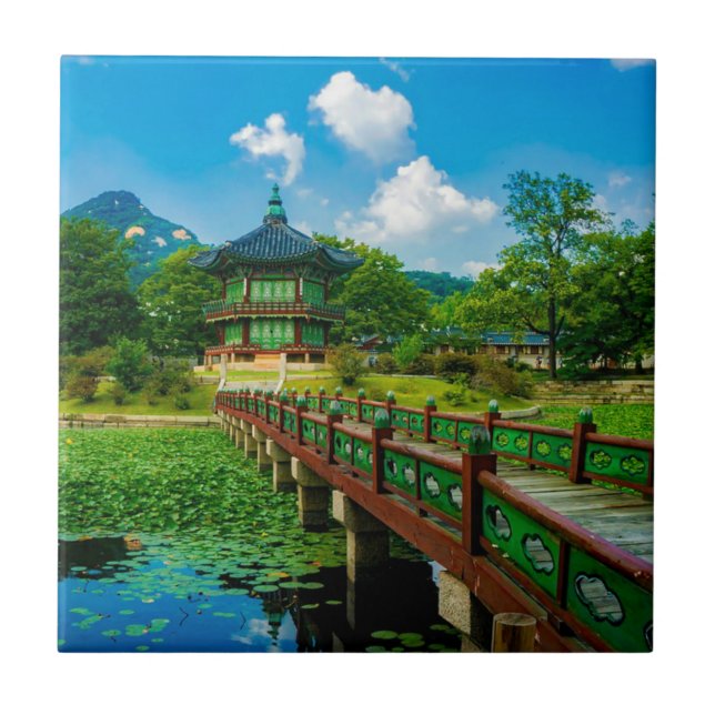 Azulejo De Cerâmica Palácio Gyeongbokgung, Coreia do Sul (Frente)