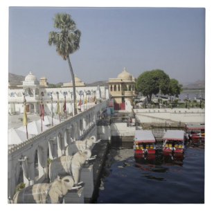 Azulejo De Cerâmica Palácio Jag Mindar, Lago Pichola, Udaipur, Índia.