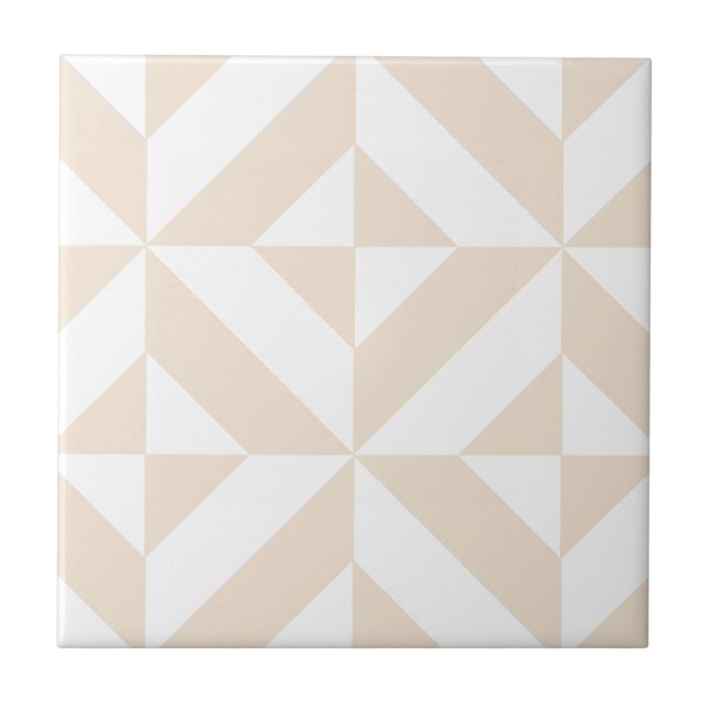 Azulejo De Cerâmica Pale Beige Geométrico Deco Cube Padrão (Frente)