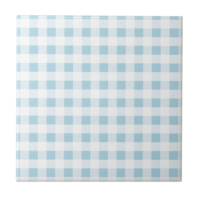 Azulejo De Cerâmica Pale Blue Gingham (Frente)
