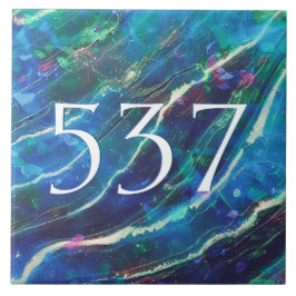 Azulejo De Cerâmica Palha Numérica Verde Verde-Teal Verde-Elegante