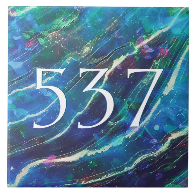 Azulejo De Cerâmica Palha Numérica Verde Verde-Teal Verde-Elegante (Frente)