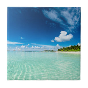 Azulejo De Cerâmica Palm Beach Céu azul profundo Aquamarina