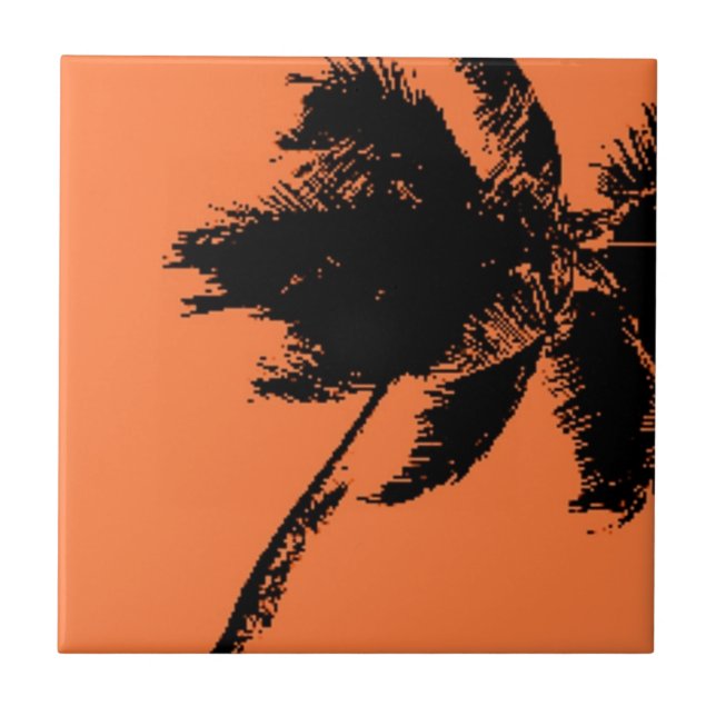Azulejo De Cerâmica Palm Tree Silhouette (Frente)