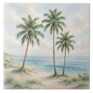 Azulejo De Cerâmica Palm Trees Beach Ceramic Tile