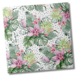 Azulejo De Cerâmica Palma Floral Aquarela Padrão Tropical Botânica