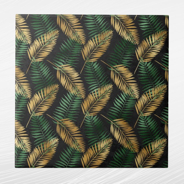 Azulejo De Cerâmica Palma Verde-Tropical Folm Glam (Criador carregado)