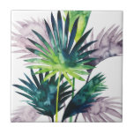Azulejo De Cerâmica Palmas de Crepúsculo- Mãos<br><div class="desc">"Twilight Palms III" de Grace Popp. Apresenta verde tropical em estilo aquarela.</div>