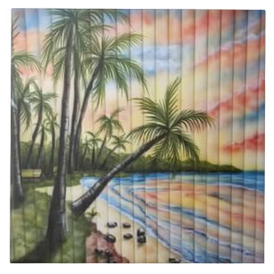 AZULEJO DE CERÂMICA PALMAS TROPICAIS BRANQUEIRAS