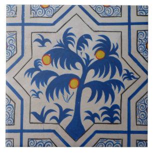 Azulejo De Cerâmica Palmeira Azul Mediterrânea