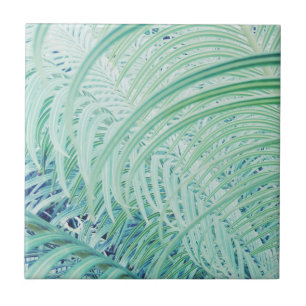 Azulejo De Cerâmica Palmeira verde macia deixa pastel