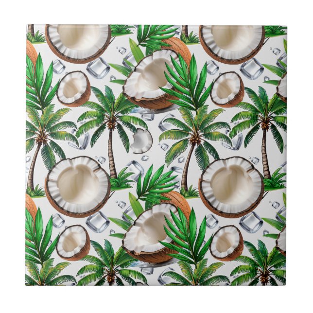 Azulejo De Cerâmica Palmeiras de Coco Design Tropical  (Frente)