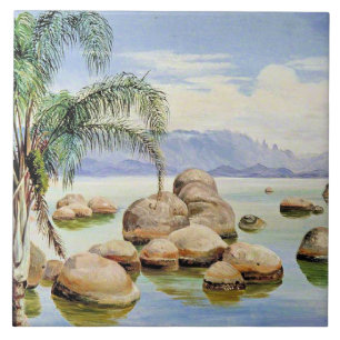 Azulejo De Cerâmica Palmeiras e Pedregulhos, Baía do Rio,