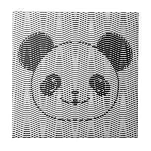 Azulejo De Cerâmica Panda Bear Face On Wave Patterno