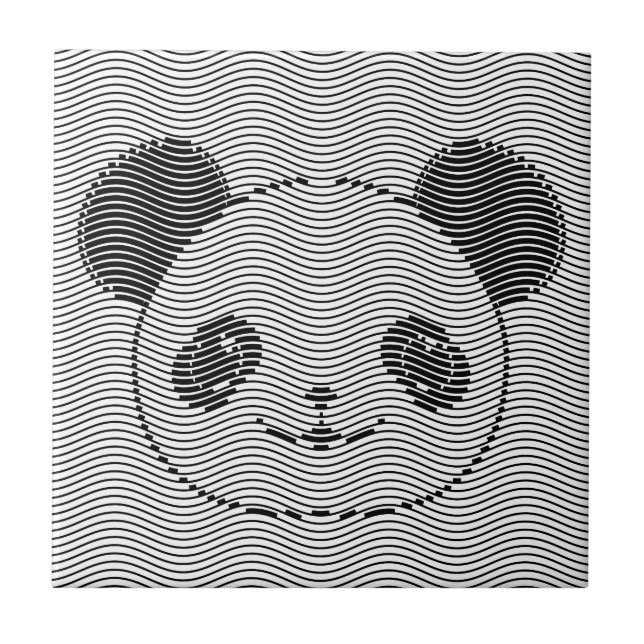Azulejo De Cerâmica Panda Bear Face On Wave Patterno (Frente)