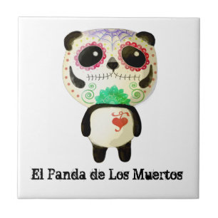 Azulejo De Cerâmica Panda do dia do morto