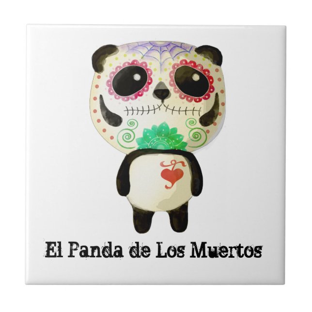Azulejo De Cerâmica Panda do dia do morto (Frente)