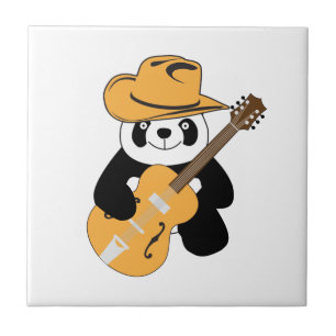 Azulejo De Cerâmica Panda engraçada com violão