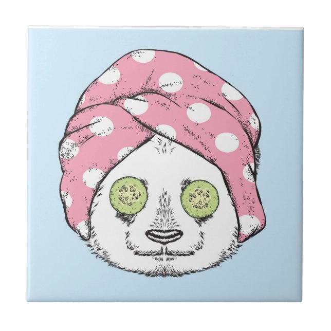 Azulejo De Cerâmica Panda No Spa (Frente)