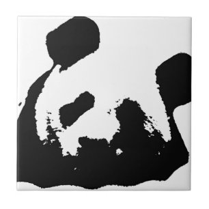Azulejo De Cerâmica Panda Pop de Arte Negra