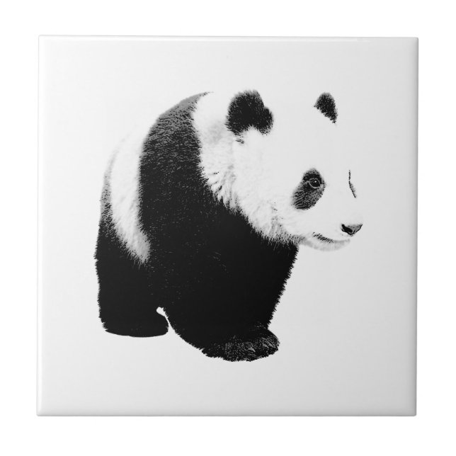 Azulejo De Cerâmica Panda Preta e Branca (Frente)