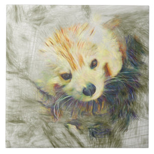 Azulejo De Cerâmica Panda Vermelha Artista