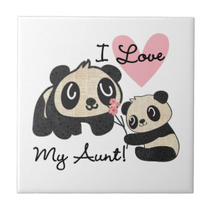 Azulejo De Cerâmica Pandas eu amo minha tia