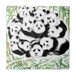 Azulejo De Cerâmica Pandas - Grandes Abraços - Bonitos - Engraçados 