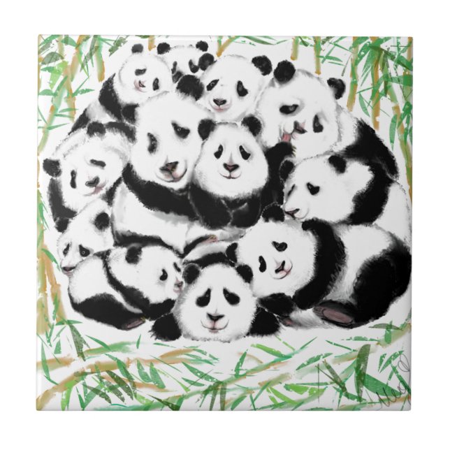 Azulejo De Cerâmica Pandas - Grandes Abraços - Bonitos - Engraçados -  (Frente)