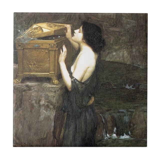 Azulejo De Cerâmica Pandora [John William Waterhouse] (Frente)