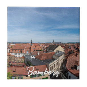 Azulejo De Cerâmica Panorama vê a velha cidade de cima em Bamberg