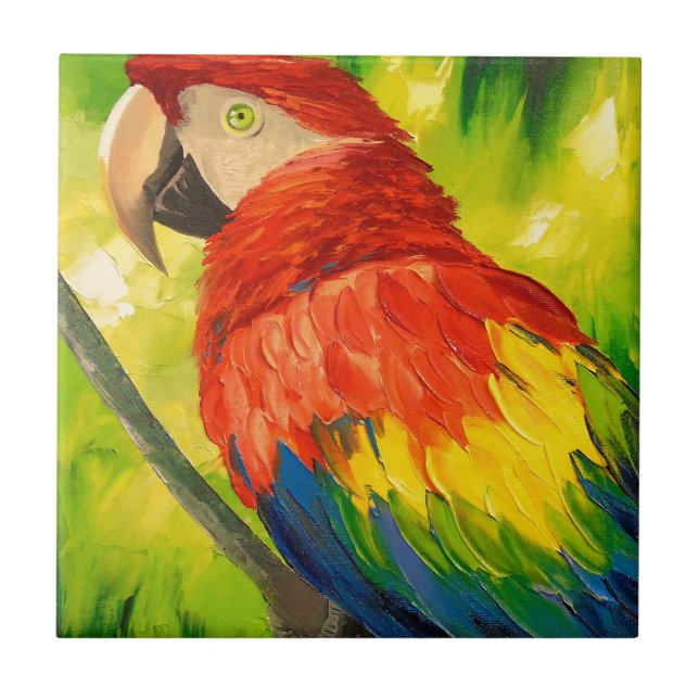 Azulejo De Cerâmica Papagaio (Frente)