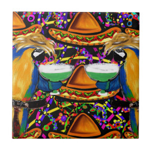 Azulejo De Cerâmica Papagaio de Festa Cinco De Mayo