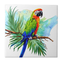Azulejo De Cerâmica Papagaio Macaw Gerado por AI-Cute