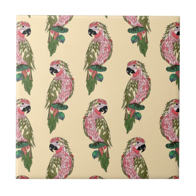 Azulejo De Cerâmica Papagaios do estilo de Zentangle (Frente)