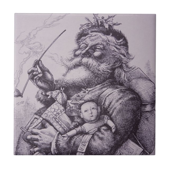 Azulejo De Cerâmica Papai Noel (Frente)