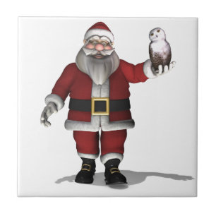 Azulejo De Cerâmica Papai Noel ama Snowy Owl
