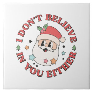 Azulejo De Cerâmica Papai Noel Engraçado de Natal