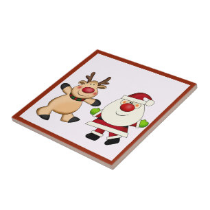 Azulejo De Cerâmica Papai noel & feriado do Natal da rena