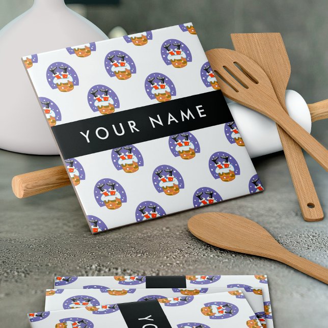 Azulejo De Cerâmica Papai Noel Na Chaminé, Neve, Natal, Ano Novo (Criador carregado)