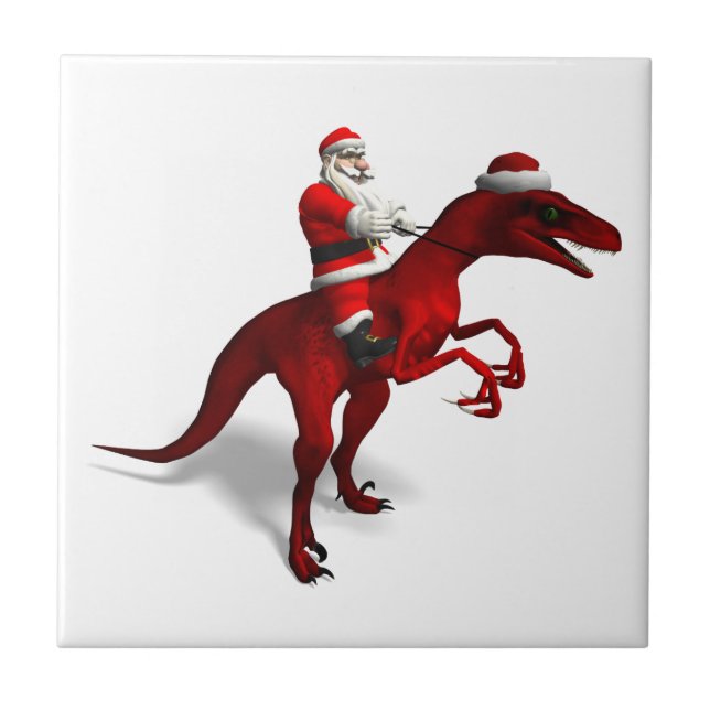 Azulejo De Cerâmica Papai Noel No Dino (Frente)